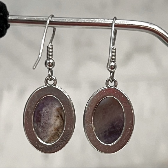 Amethyst Large Cabochon Silver Toggle Clasp Bracelet and Dangle Earrings - Picture 15 of 15